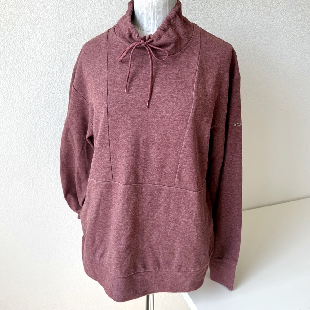 Columbia Women’s Calico Basin Maroon Fleece Sweatshirt High Neck Size Large EUC